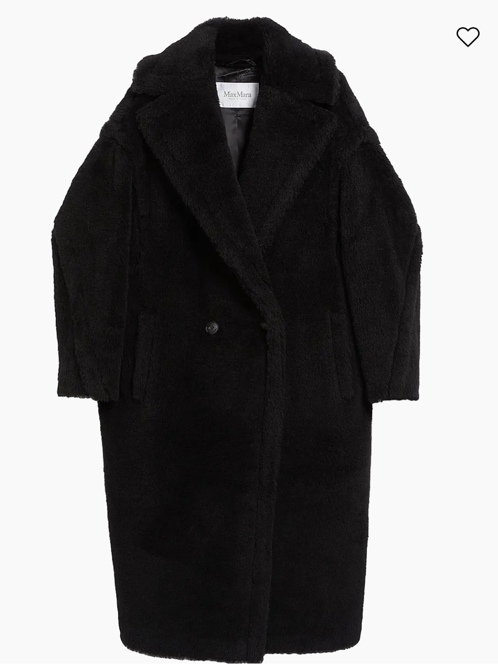 MAX MARA Teddy Bear Icon Coat Alpaca and Wool - Black | Small
